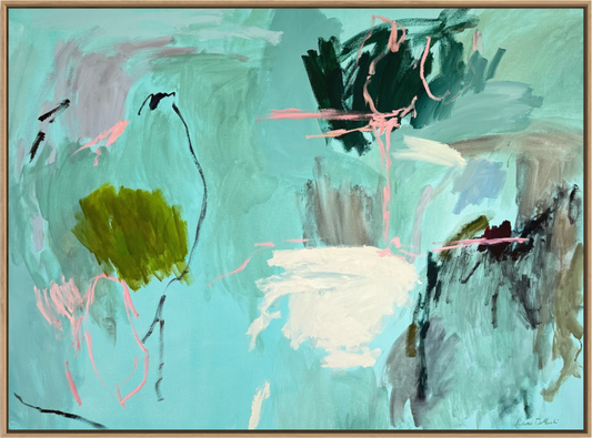 Abstract canvas art print titled "Finding Your Joy" by Prudence De Marchi featuring vibrant, expressive brushstrokes and colorful design.