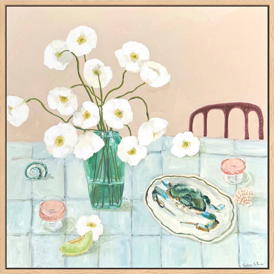 Abstract floral canvas art print by Prudence De Marchi featuring vibrant, colorful flower designs on a textured canvas.