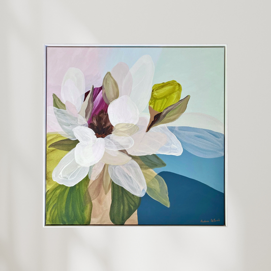 Magnolia in White  | Floral Canvas Art Print - Prudence De Marchi