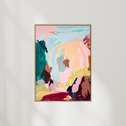 Abstract artwork titled Find The Joy by Prudence De Marchi featuring vibrant, expressive brushstrokes and colorful modern design.