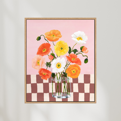 Bright Poppies | Abstract Floral Canvas Art Print