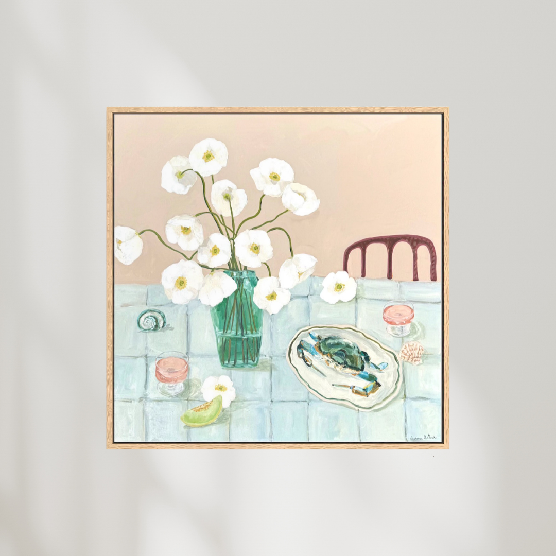 Abstract floral canvas art print by Prudence De Marchi featuring vibrant, colorful flower designs on a textured canvas.