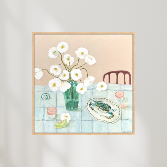 Abstract floral canvas art print by Prudence De Marchi featuring vibrant, colorful flower designs on a textured canvas.