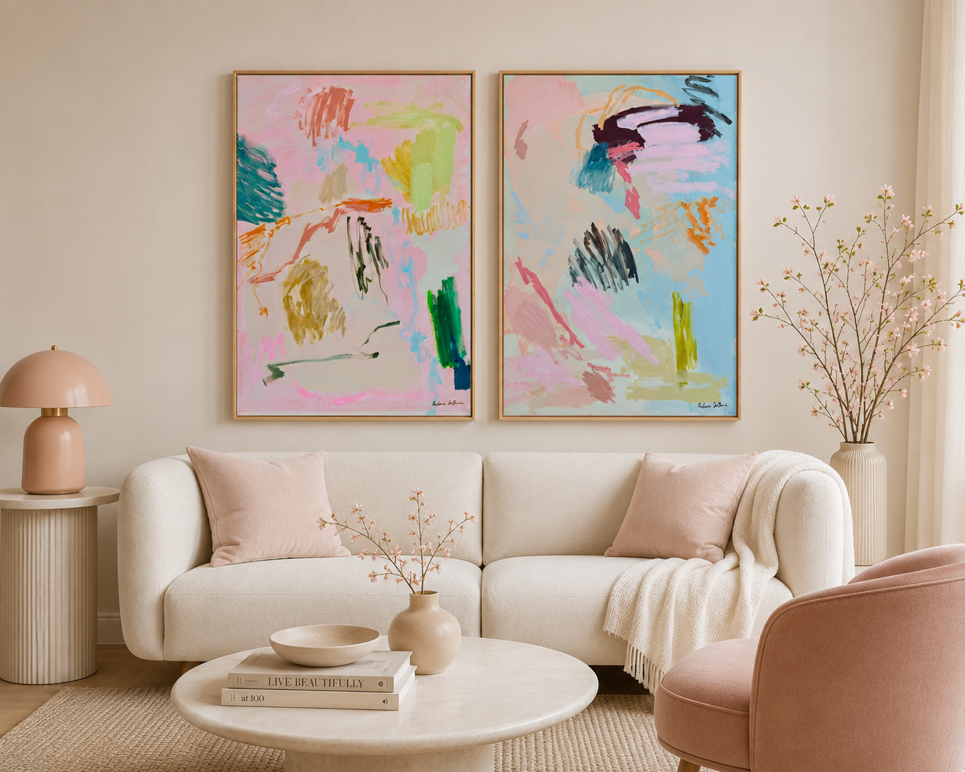 Abstract artwork titled Forever Feeling by Prudence De Marchi featuring vibrant, flowing colors and textured brushstrokes.
