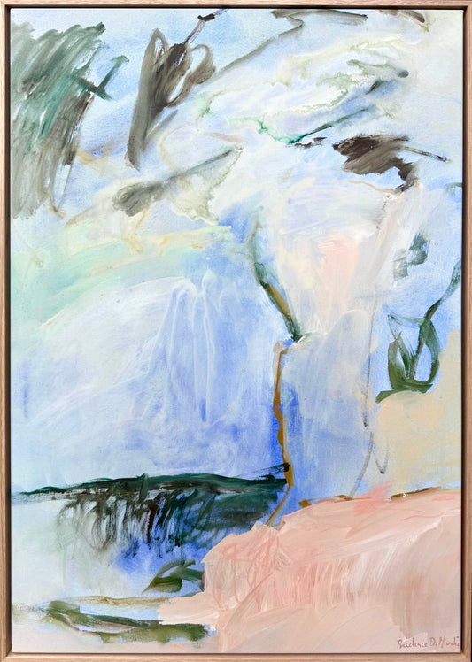Abstract canvas art print titled Soft Footsteps by Prudence De Marchi, featuring soft, flowing shapes and muted colors.