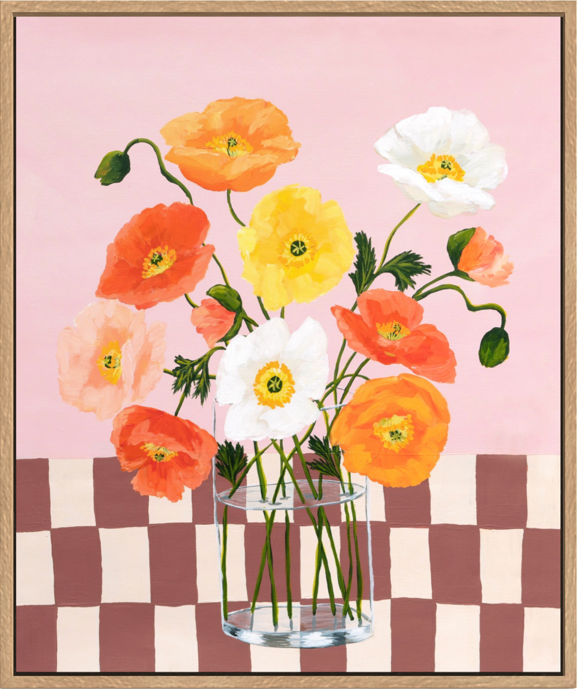 Bright Poppies | Abstract Floral Canvas Art Print