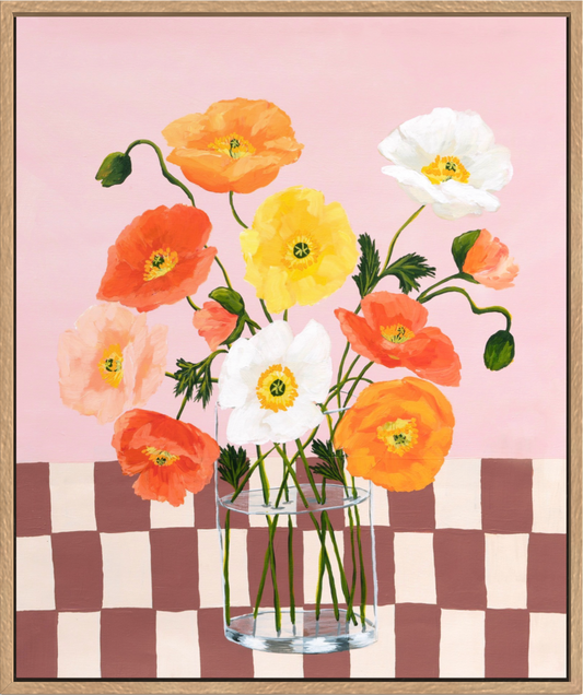 Bright Poppies | Abstract Floral Canvas Art Print