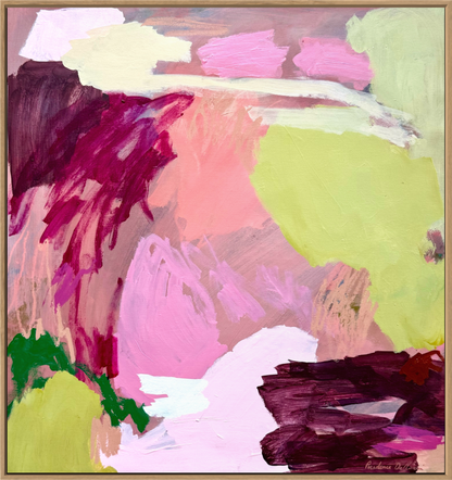 Abstract artwork titled "Forever Young" by Prudence De Marchi, featuring vibrant colors and dynamic brushstrokes.