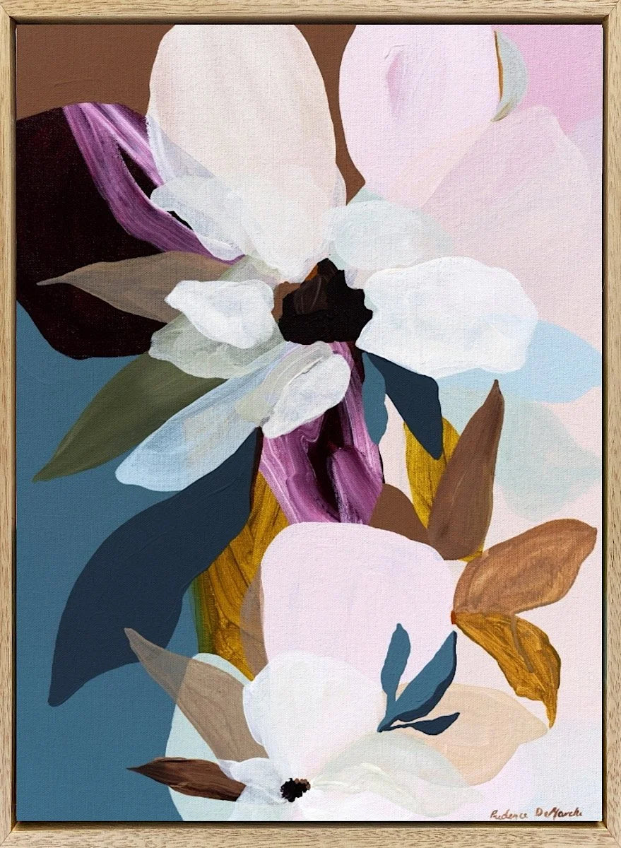 Magnolias in the Spring | Floral Canvas Art Print - Prudence De Marchi