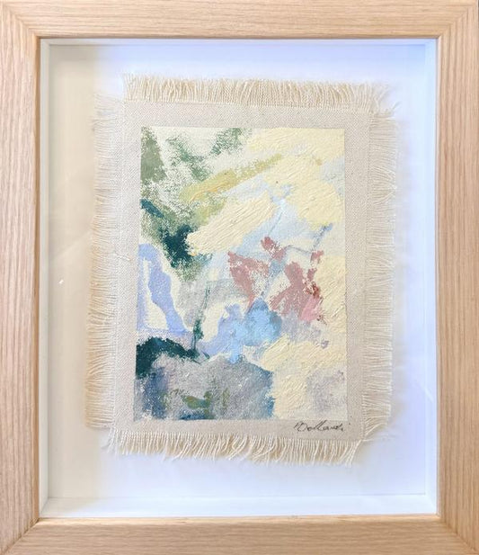 Abstract original artwork titled "Breathe" by Prudence De Marchi, featuring flowing shapes and soft color gradients.