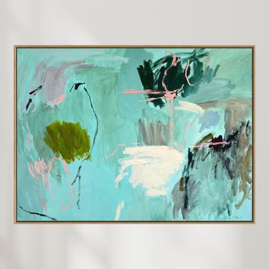 Abstract canvas art print titled "Finding Your Joy" by Prudence De Marchi, featuring vibrant colors and textured brushstrokes.