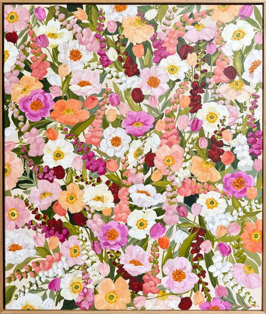 Floral Fancy canvas art print by Prudence De Marchi featuring vibrant, detailed floral artwork on a textured canvas surface.