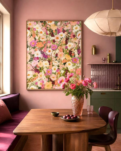 Floral Fancy canvas art print by Prudence De Marchi featuring vibrant, detailed floral artwork on a textured canvas.