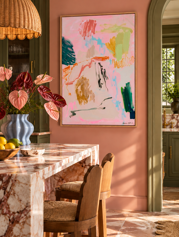 Abstract artwork by Prudence De Marchi titled Forever Feeling, featuring vibrant colors and dynamic brushstrokes.