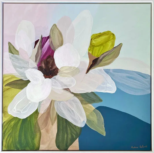 Magnolia in White  | Floral Canvas Art Print - Prudence De Marchi