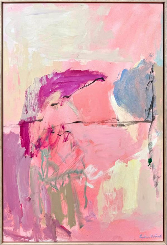 Abstract canvas art print titled "Shining Outward" by Prudence De Marchi, featuring vibrant, flowing colors and textured brushstrokes.