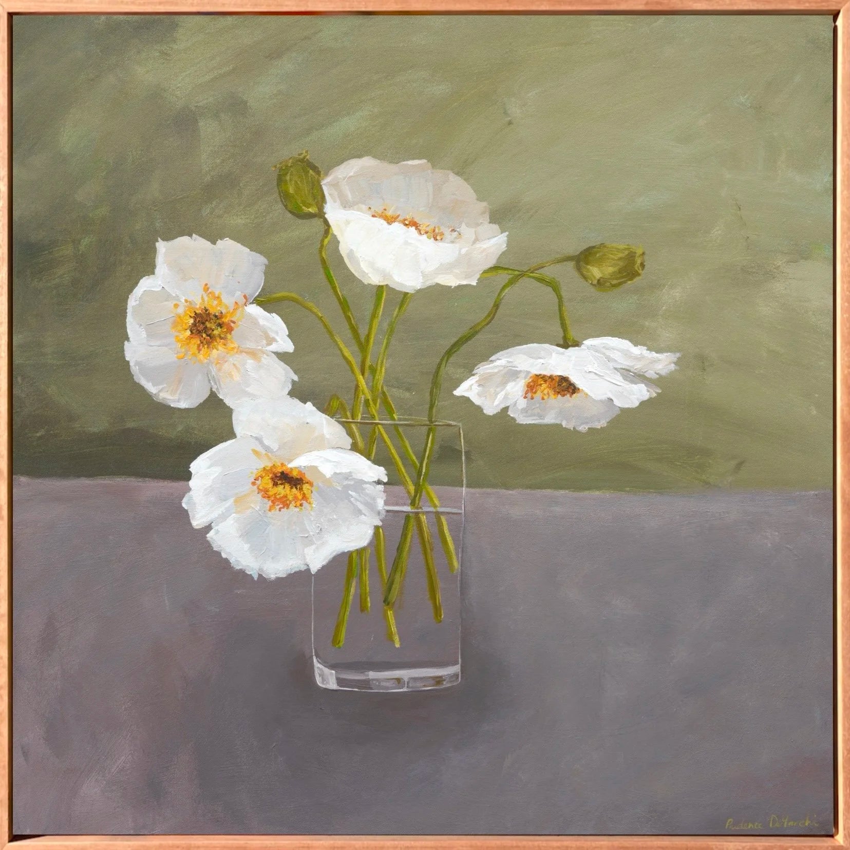 Hello Friend | White Poppies Canvas Art Print - Prudence De Marchi